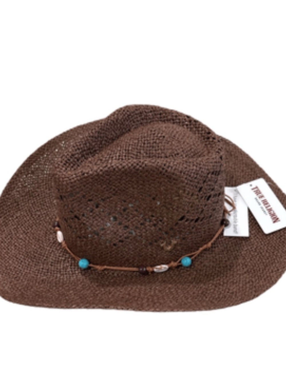 True Religion Brown Woven Western/Beach Straw Hat w/Adjustable Band - Picture 2 of 5